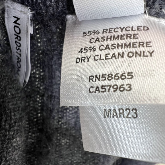 Nordstrom 100% Cashmere Wide Leg Pull On Drawstring Pants Cropped LARGE Gray - Picture 4 of 5